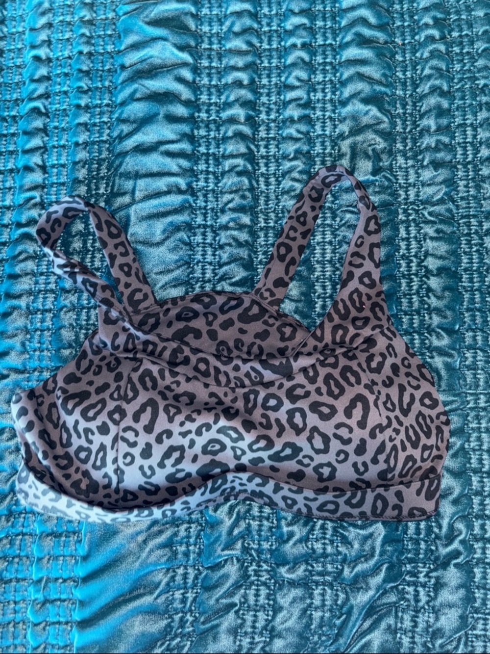 Leopard-Print Wireless Bralette - Gray